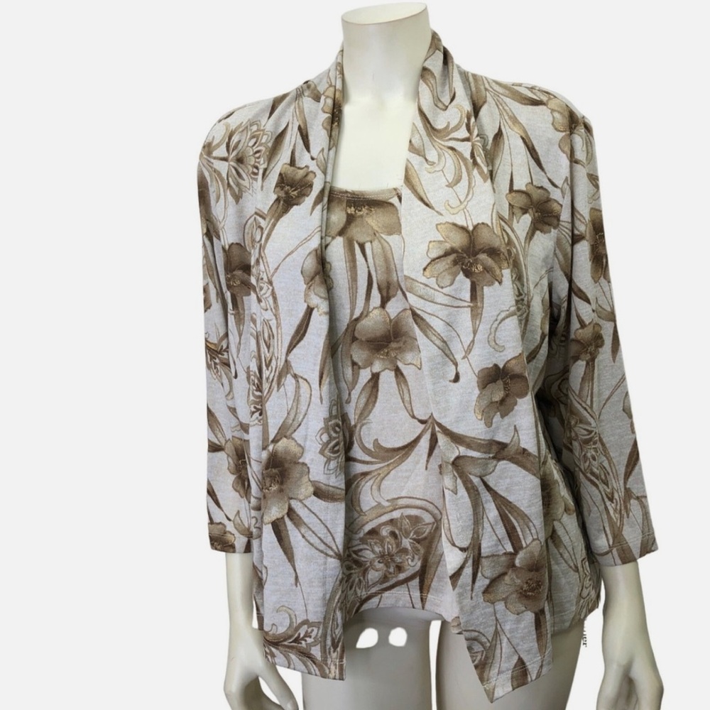 Alfred Dunner lightweight sweater with floral print and 3/4 sleeves, size 1x - Picture 2 of 16